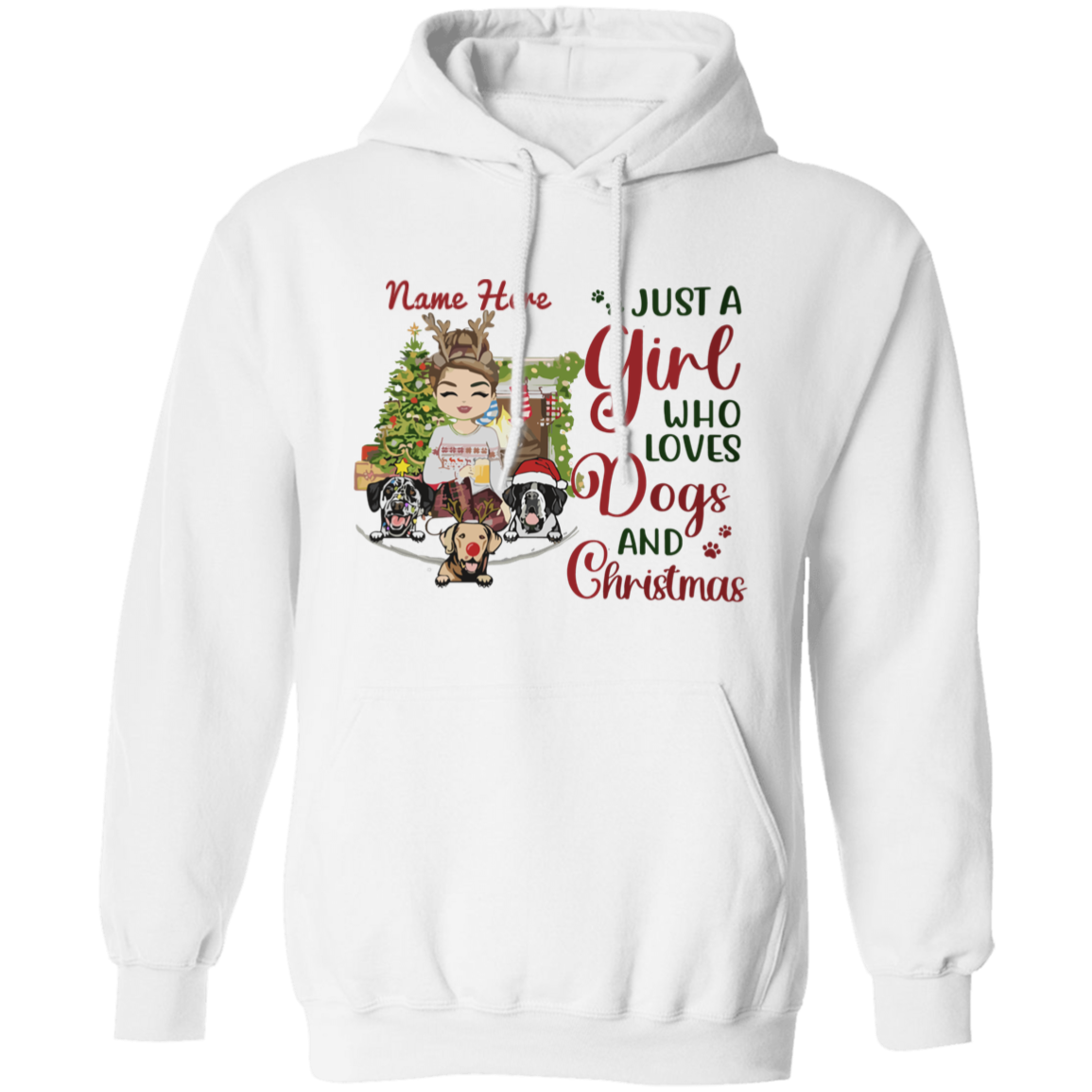 Just A Girl Who Love Dogs And Christmas Shirt | Personalized Christmas Sweatshirt | Christmas Hoodie, Gift For Dog Lover