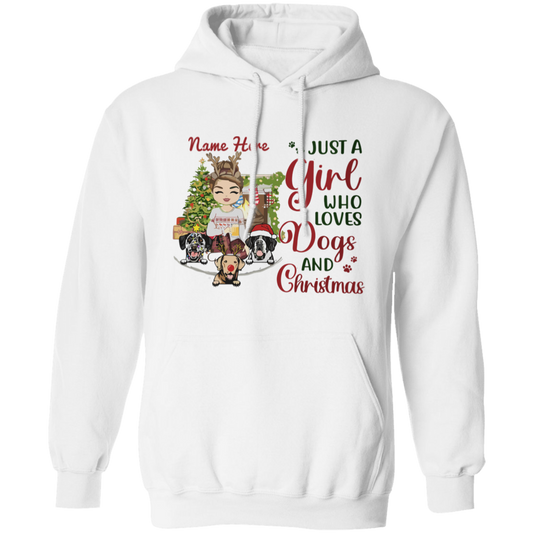 Just A Girl Who Love Dogs And Christmas Shirt | Personalized Christmas Sweatshirt | Christmas Hoodie, Gift For Dog Lover