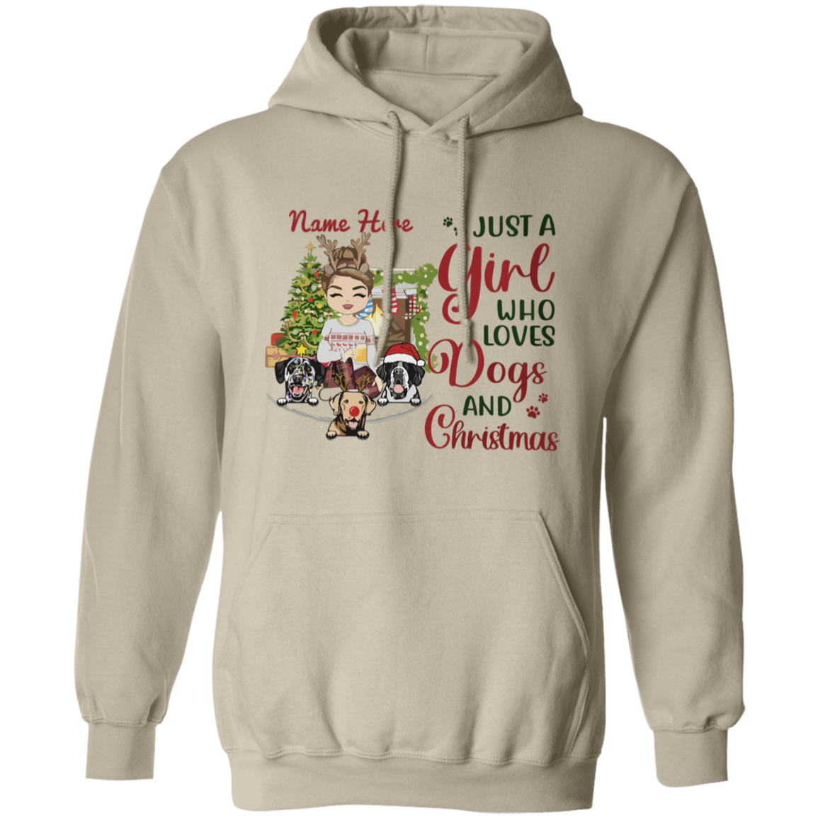 Just A Girl Who Love Dogs And Christmas Shirt | Personalized Christmas Sweatshirt | Christmas Hoodie, Gift For Dog Lover