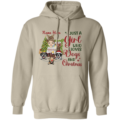 Just A Girl Who Love Dogs And Christmas Shirt | Personalized Christmas Sweatshirt | Christmas Hoodie, Gift For Dog Lover