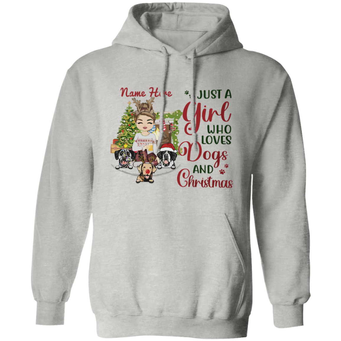 Just A Girl Who Love Dogs And Christmas Shirt | Personalized Christmas Sweatshirt | Christmas Hoodie, Gift For Dog Lover