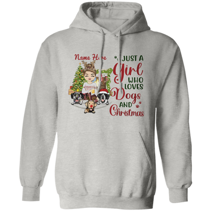 Just A Girl Who Love Dogs And Christmas Shirt | Personalized Christmas Sweatshirt | Christmas Hoodie, Gift For Dog Lover