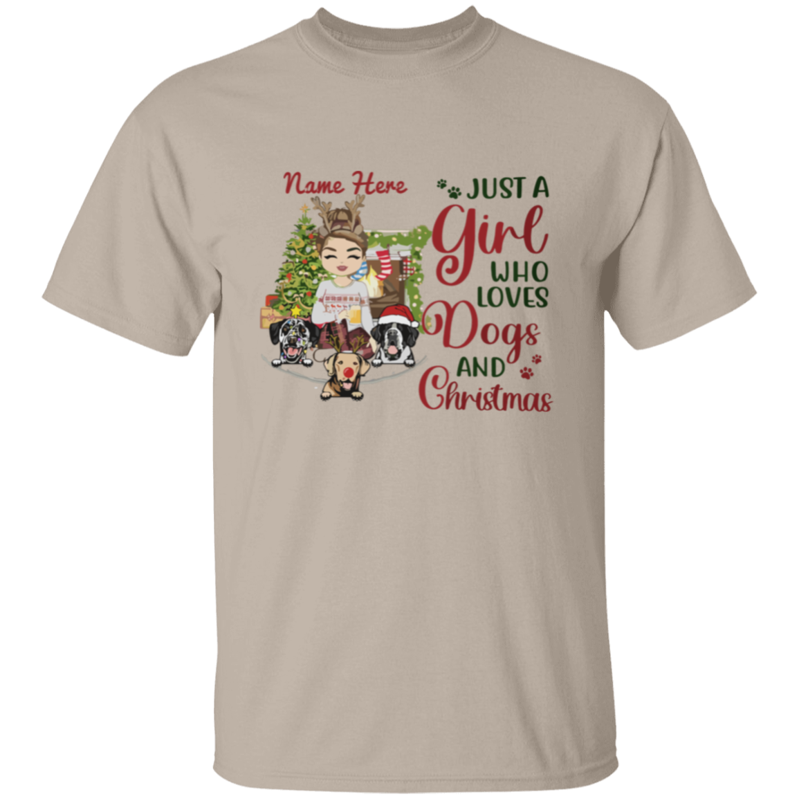 Just A Girl Who Love Dogs And Christmas Shirt | Personalized Christmas Sweatshirt | Christmas Hoodie, Gift For Dog Lover