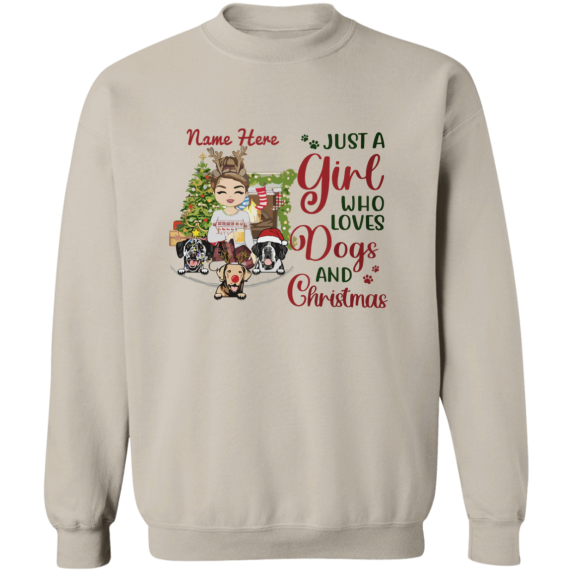 Just A Girl Who Love Dogs And Christmas Shirt | Personalized Christmas Sweatshirt | Christmas Hoodie, Gift For Dog Lover