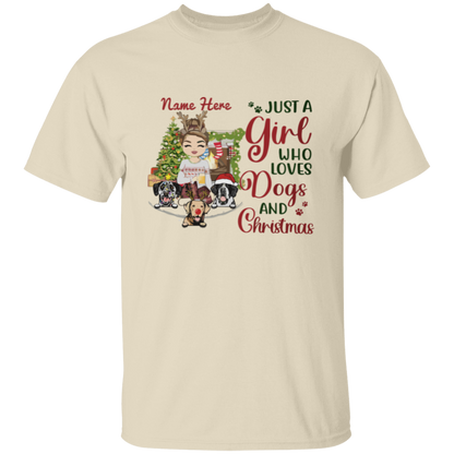 Just A Girl Who Love Dogs And Christmas Shirt | Personalized Christmas Sweatshirt | Christmas Hoodie, Gift For Dog Lover