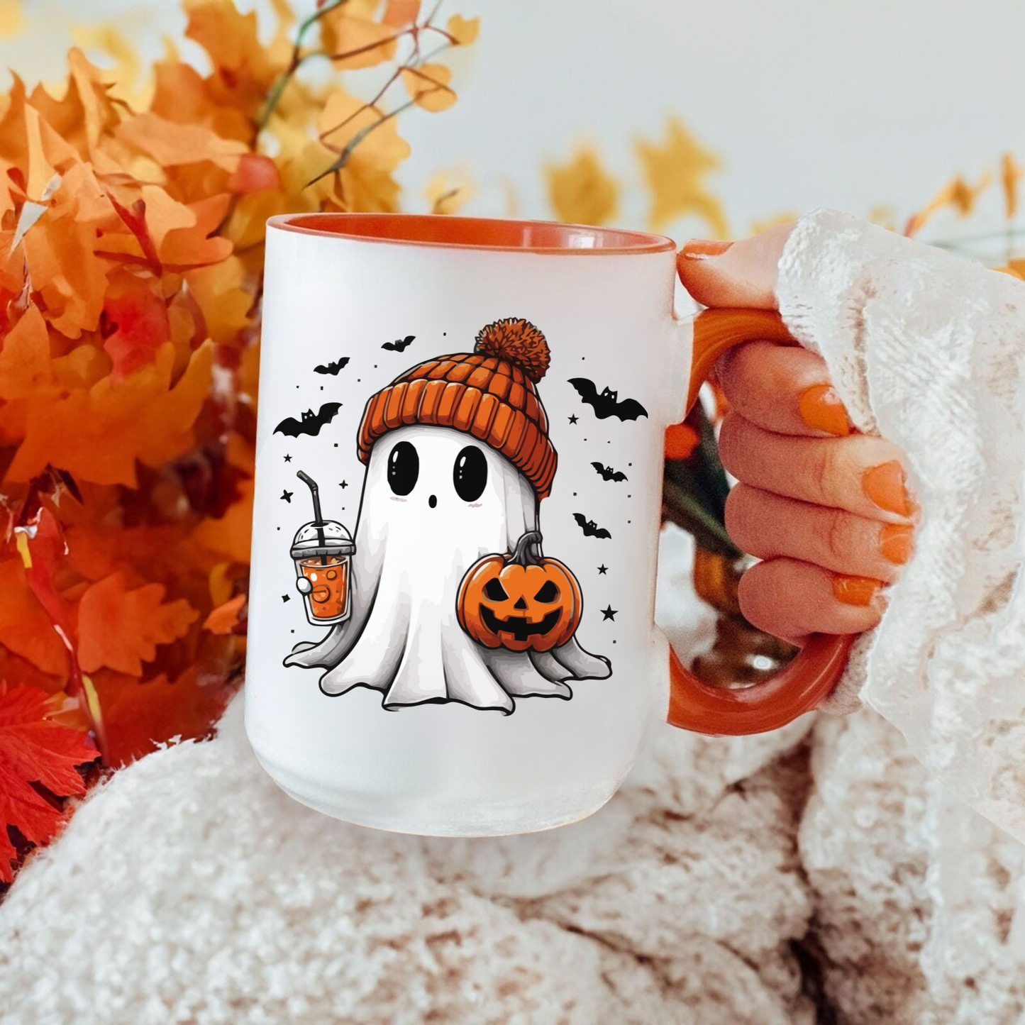 Ghost With Pumpkin Halloween Mug | Halloween Gift For Her or Him