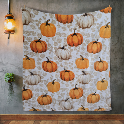 Pumpkin Kisses And Harvest Wishes | Fall, Thanksgiving Plush Throw Blanket