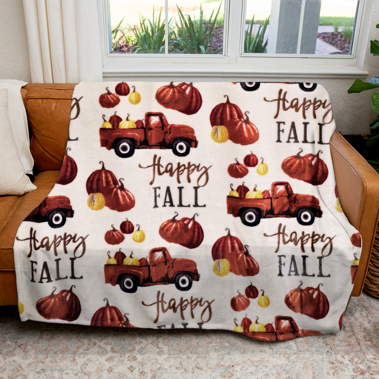 Bountiful Harvest Oversized Plush Throw | Thanksgiving Gift For Her or Him