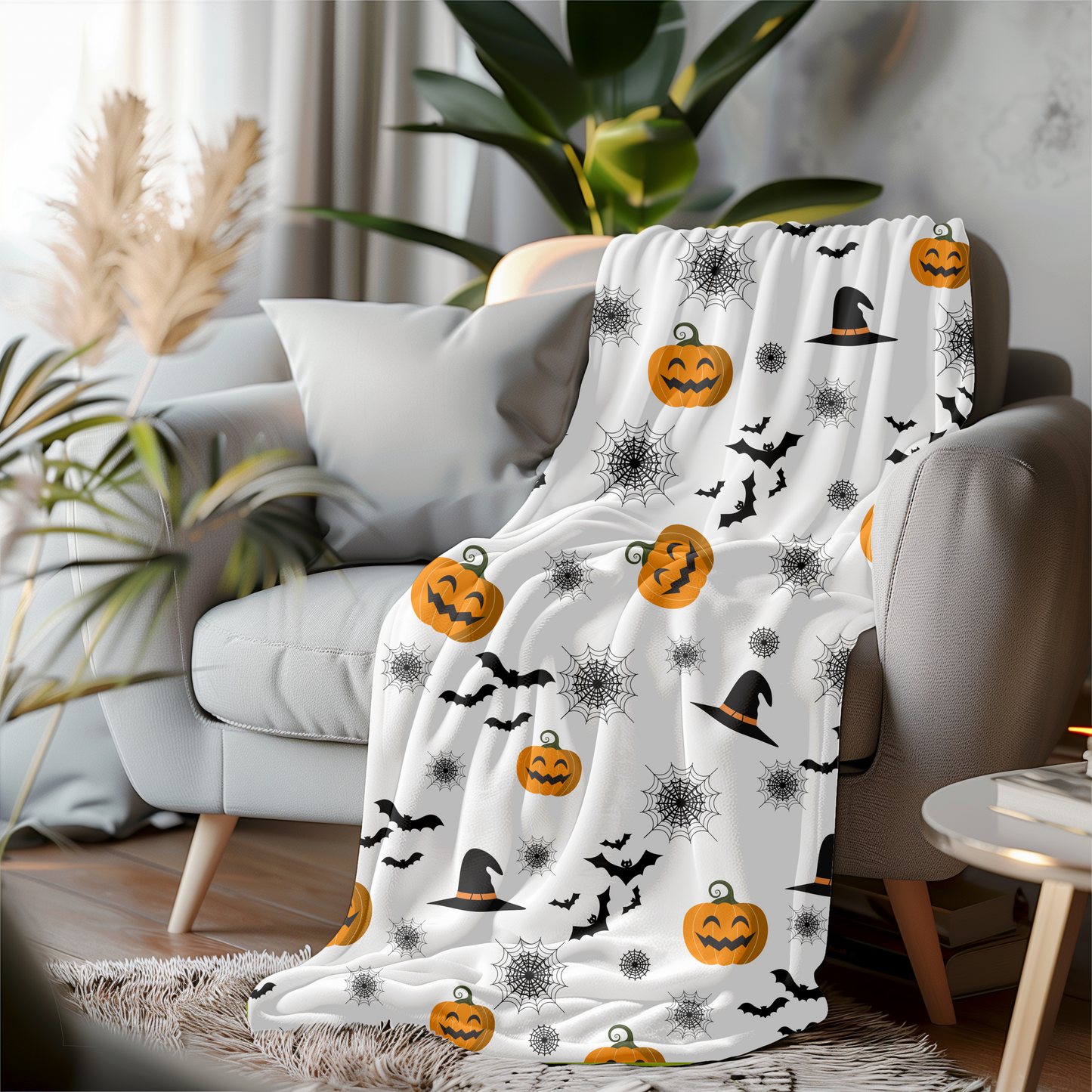 Halloween Pattern Blanket | Pumpkin Blanket | Halloween Gift For Her Or Him