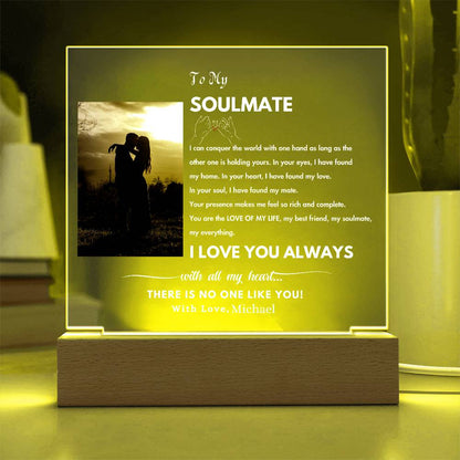 Personalized Soulmate Photo Night Light|Gift For Her, Gift For Him|Gift For Girlfriend, Wife Husband|Acrylic Plaque