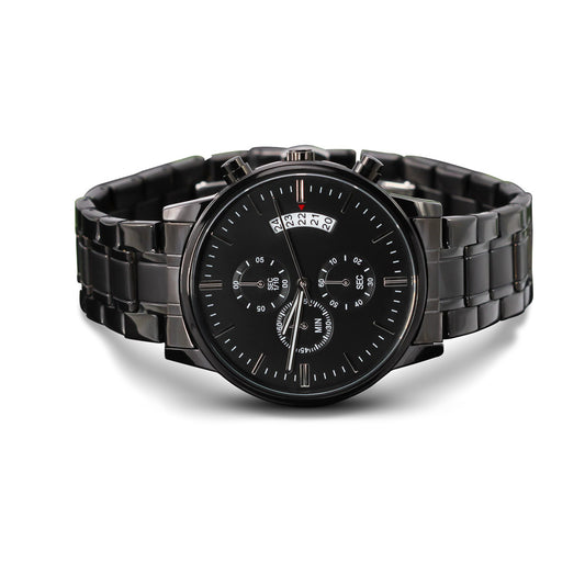 Custom Black Chronograph Watch-Add Your Message | Men's Watch, Gift For Him