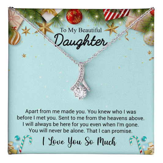 To My Beautiful Daughter - Mom to Daughter Gift, Christmas Gift For Her, From Dad, Alluring Beauty Necklace