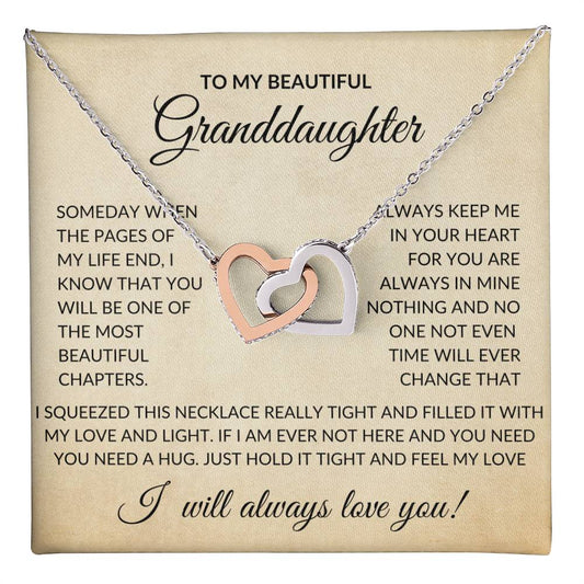 To My Beautiful Granddaughter - I Will Always Love You | Interlocking Heart Necklace