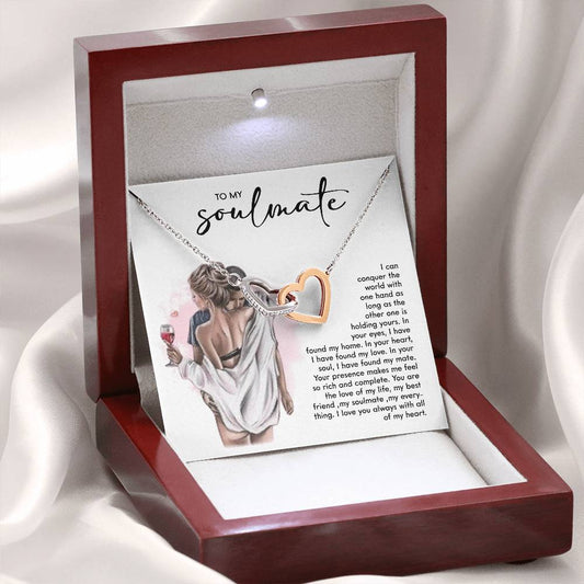 To My Soulmate - Forever Love Gift - Personalized Interlocking Hearts, Gift for Her, Gift For Him