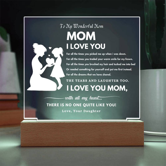 To My Mom Custom Night Light With Heartfelt Message | Gift For Mom | Mother's Day Gift |Acrylic Plaque Anniversary Gift