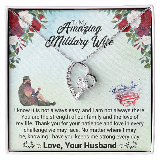 To My Amazing Military Wife - Gift From Husband - Forever Love Necklace