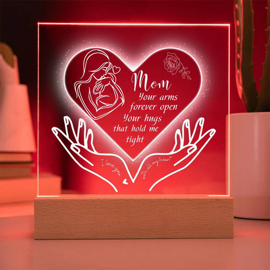 Mom Forever Open Hands Custom Night Light | Gift For Mom | Mother's Day Gift | Acrylic Plaque