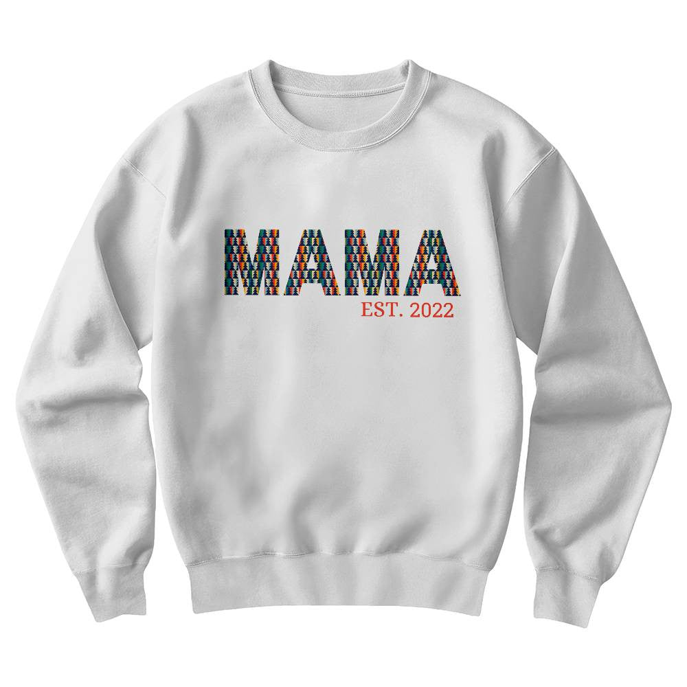 Mama Est. Year Sweatshirt Christmas Holiday Gift For Mom To Be, New Mama Gift, Mother's Day Gift