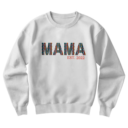 Mama Est. Year Sweatshirt Christmas Holiday Gift For Mom To Be, New Mama Gift, Mother's Day Gift