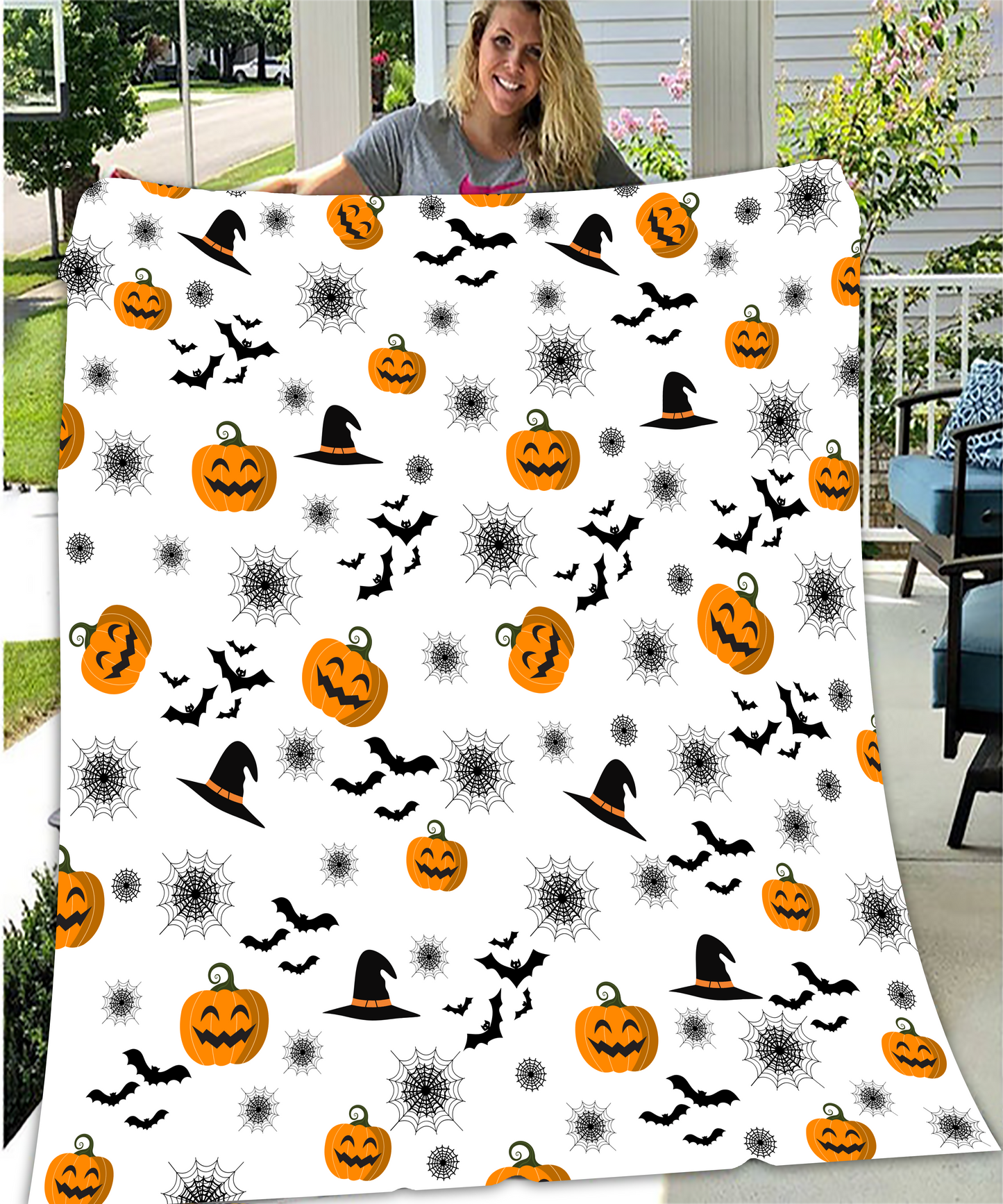 Halloween Pattern Blanket | Pumpkin Blanket | Halloween Gift For Her Or Him