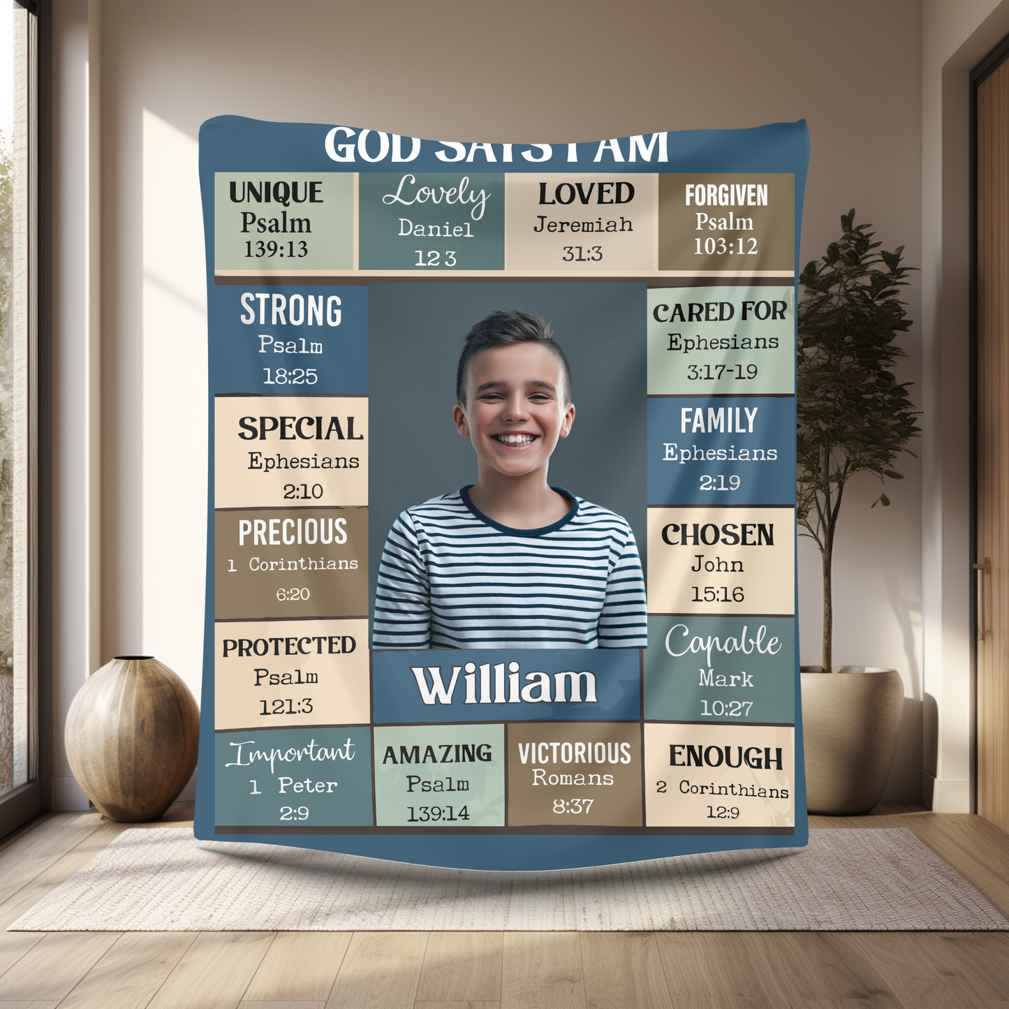 God Says I Am - Personalized Name Blanket | Gift For Him