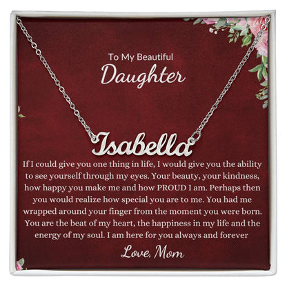 Custom Daughter, Granddaughter Name Necklace With A Message Card | Personalized Daughter Necklace | Gift for Her