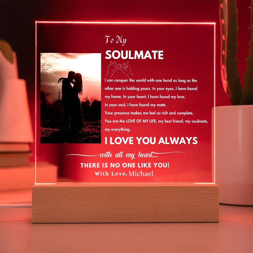 Personalized Soulmate Photo Night Light|Gift For Her, Gift For Him|Gift For Girlfriend, Wife Husband|Acrylic Plaque