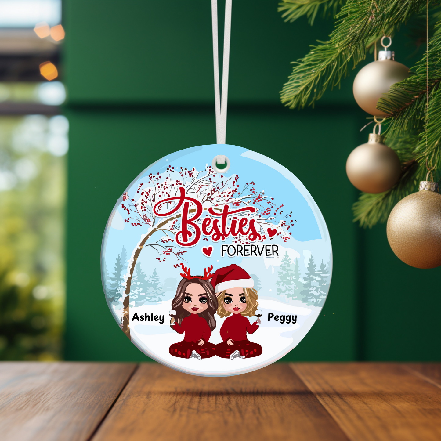 Besties Forever Personalized Christmas Ornament | Gift For Besties, Christmas Gift