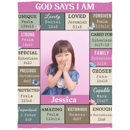 God Says I Am - Bible Verse Affirmation | Personalized Blanket For Her