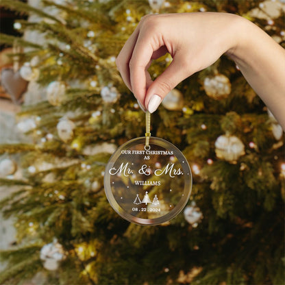 Personalized Wedding Ornaments | Wedding Anniversary Gift - Glass Ornament