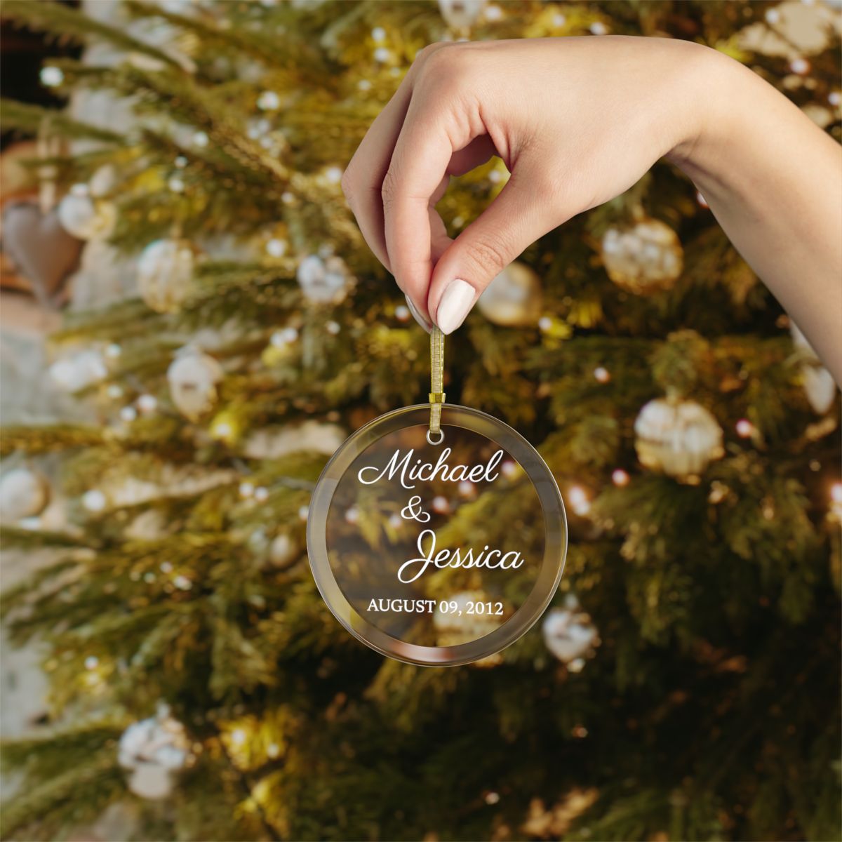 Personalized Name Glass Ornaments | Wedding Gift | Anniversary Gift For Her, Gift For Him