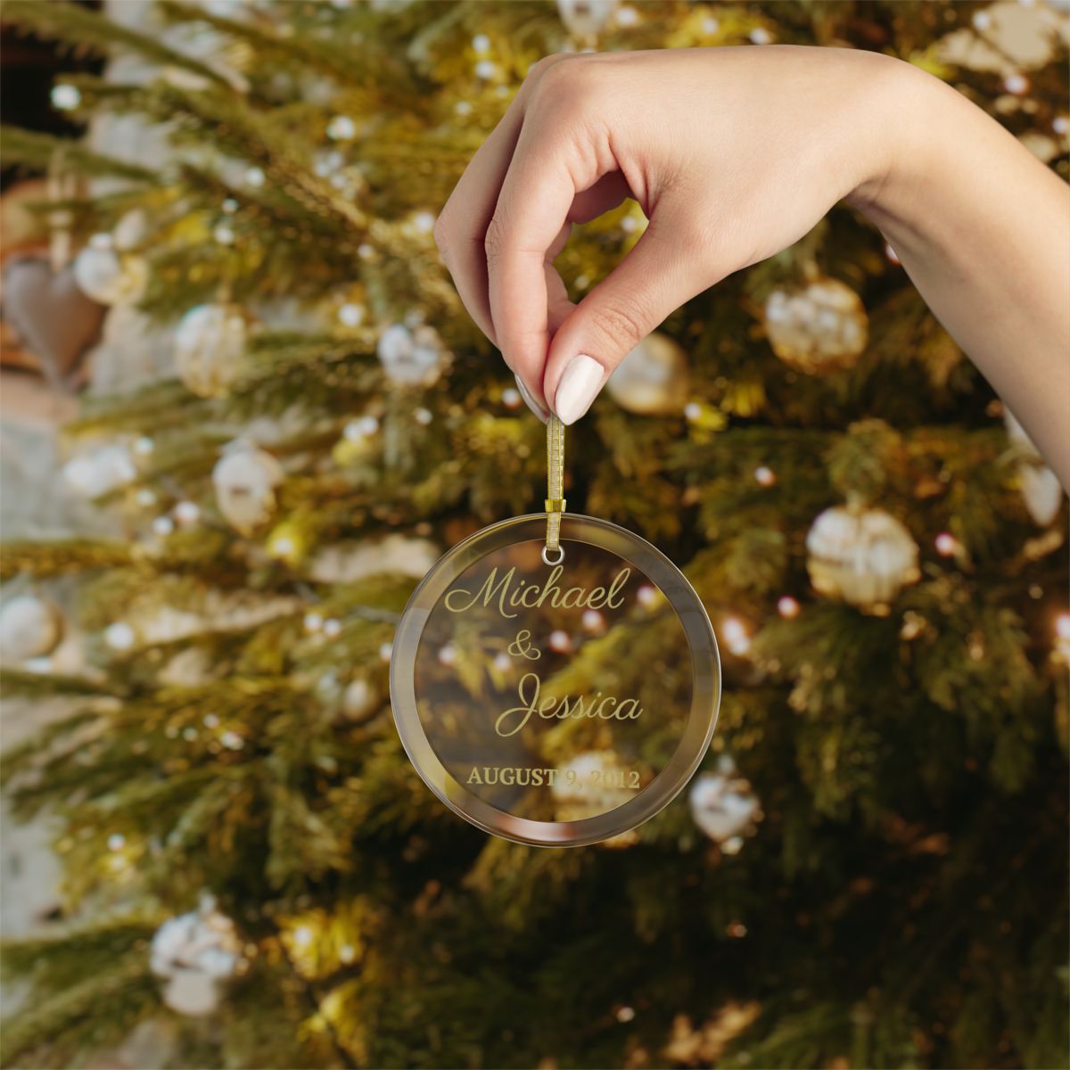 Personalized Name Glass Ornaments | Wedding Gift | Anniversary Gift For Her, Gift For Him