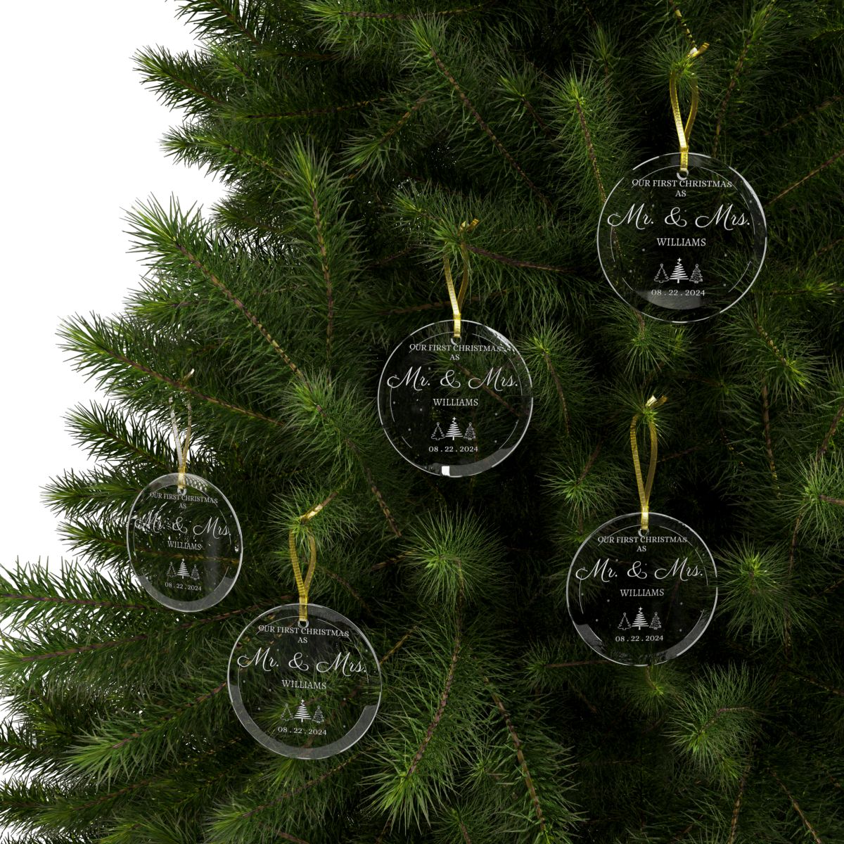 Personalized Wedding Ornaments | Wedding Anniversary Gift - Glass Ornament