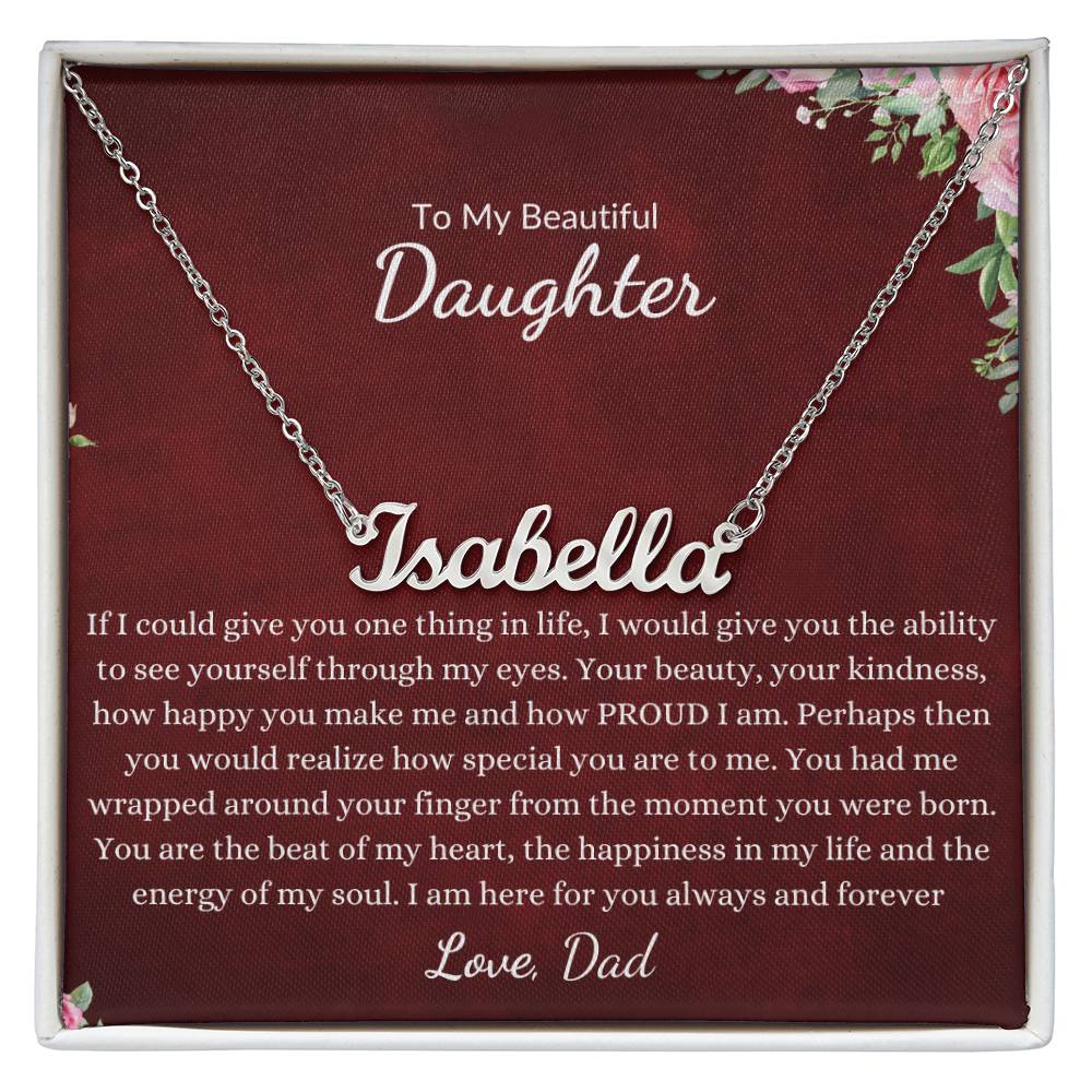 Custom Daughter, Granddaughter Name Necklace With A Message Card | Personalized Daughter Necklace | Gift for Her