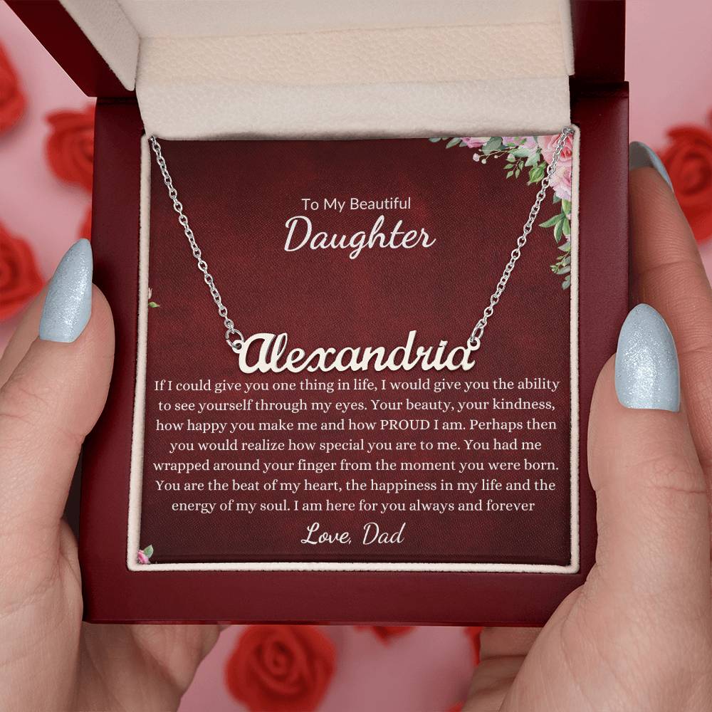 Custom Daughter, Granddaughter Name Necklace With A Message Card | Personalized Daughter Necklace | Gift for Her