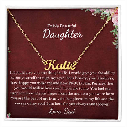 Custom Daughter, Granddaughter Name Necklace With A Message Card | Personalized Daughter Necklace | Gift for Her