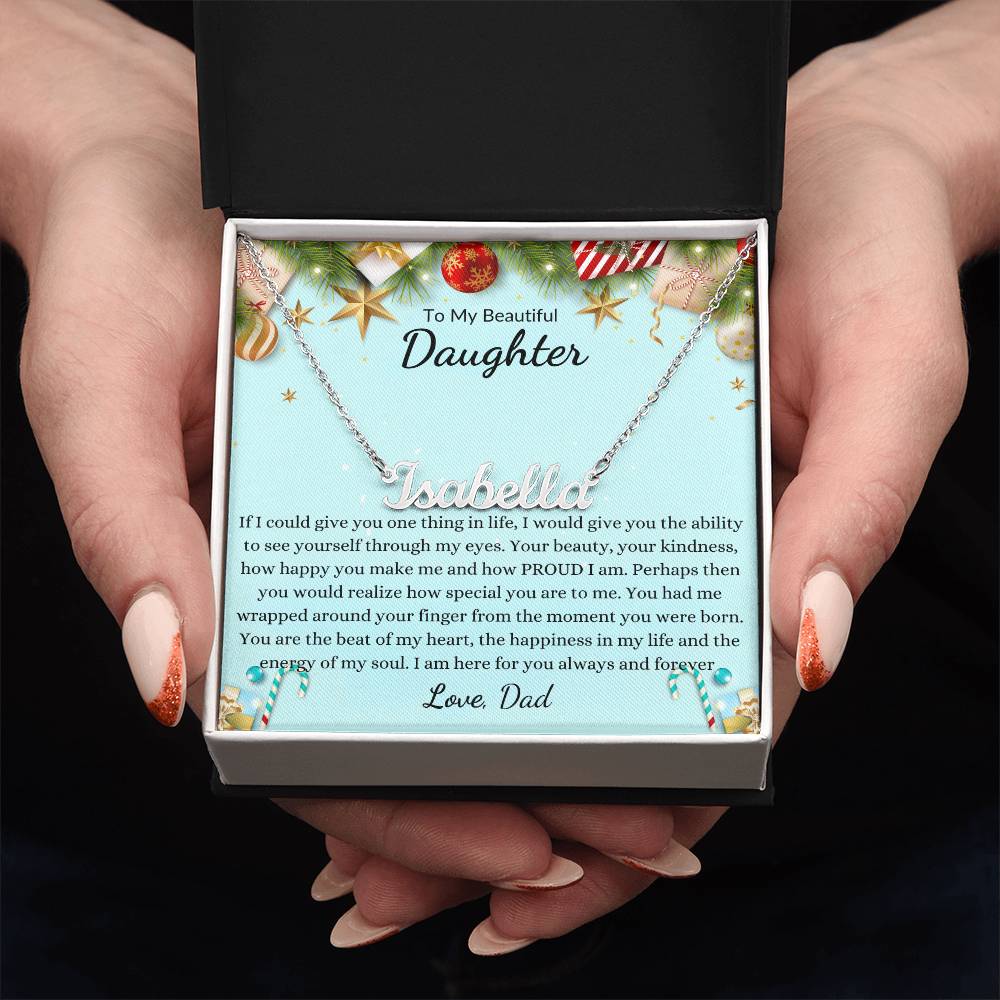 Custom Daughter, Granddaughter Name Necklace With A Message Card | Personalized Daughter Necklace