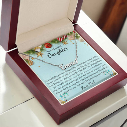 Custom Daughter, Granddaughter Name Necklace With A Message Card | Personalized Daughter Necklace