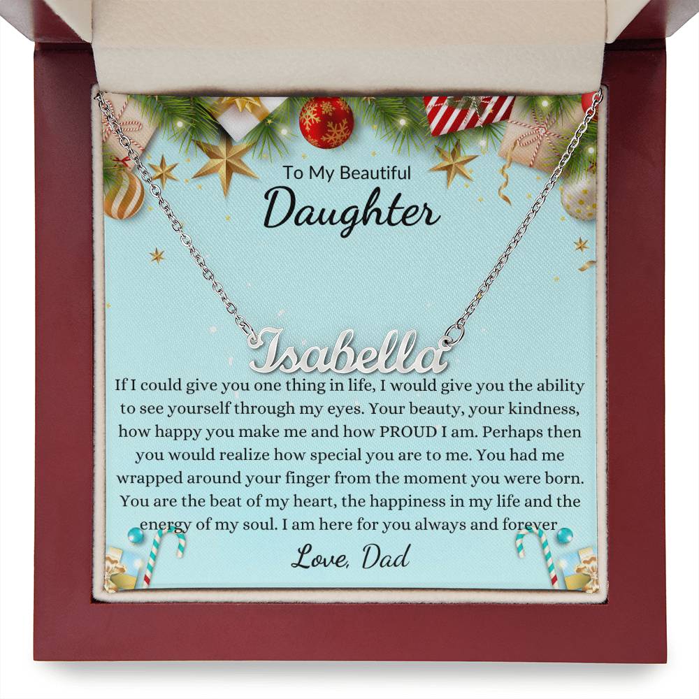 Custom Daughter, Granddaughter Name Necklace With A Message Card | Personalized Daughter Necklace