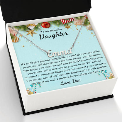 Custom Daughter, Granddaughter Name Necklace With A Message Card | Personalized Daughter Necklace